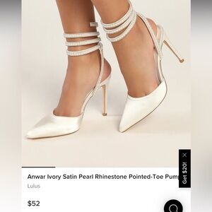 Lulus Bridal Heels. Size:8. Color: Ivory. Lace up Heels with rhinestones.
